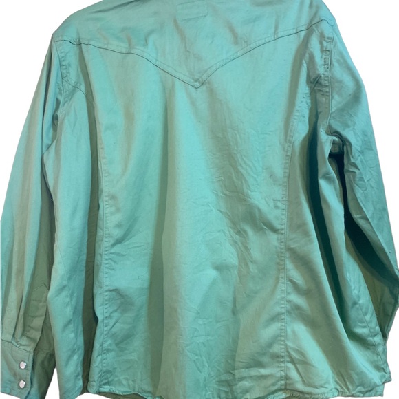 C.E. Schmidt Work Wear Size 1X Green Pearl Snap button Down Shirt, cotton - Picture 5 of 5